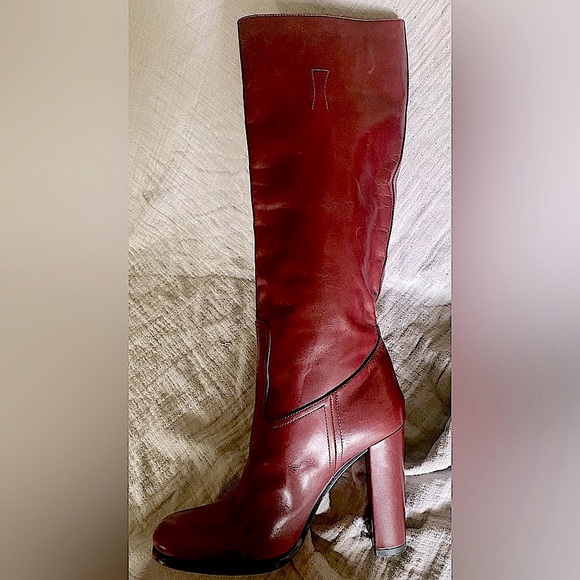 Prada Deep Red High Heeled Boots - Picture 7 of 13